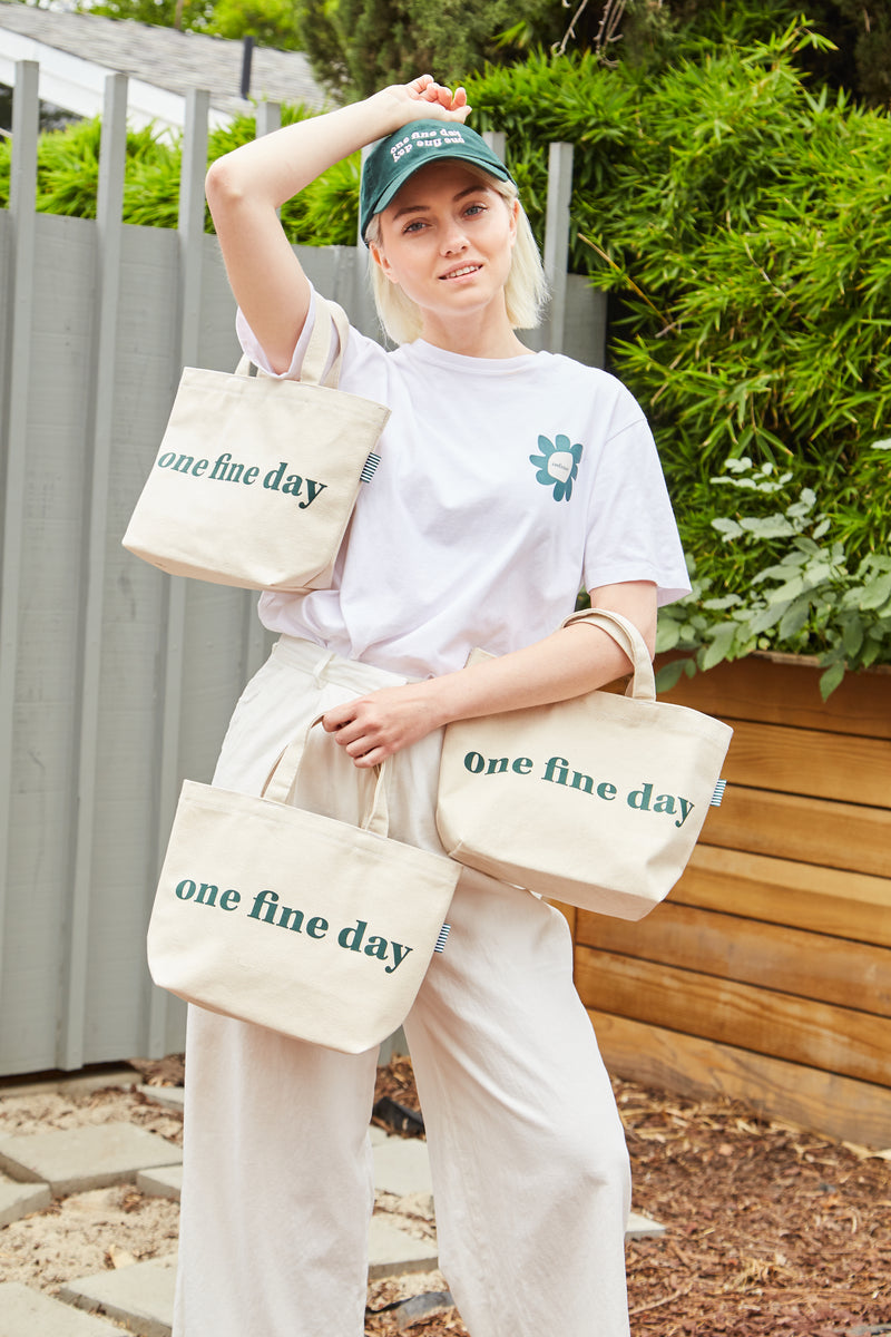One Fine Day Small Canvas Tote Bag: Natural
